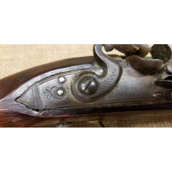 English Brass Barrelled Flintlock Pistol by Phillips